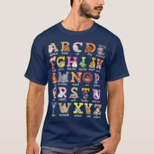 アルファベットの文字 猫 犬 フェレット ハムスター オウム Tシャツ