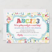 アルファベットの男の赤ちゃんのシャワー 招待状 (正面)