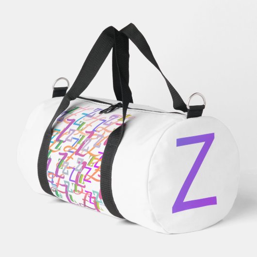 アルファベットの紙吹雪「Z」 ダッフルバッグ (左コーナー)