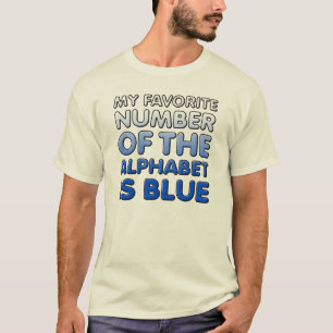 アルファベットの青い数字 楽しいTシャツ Tシャツ