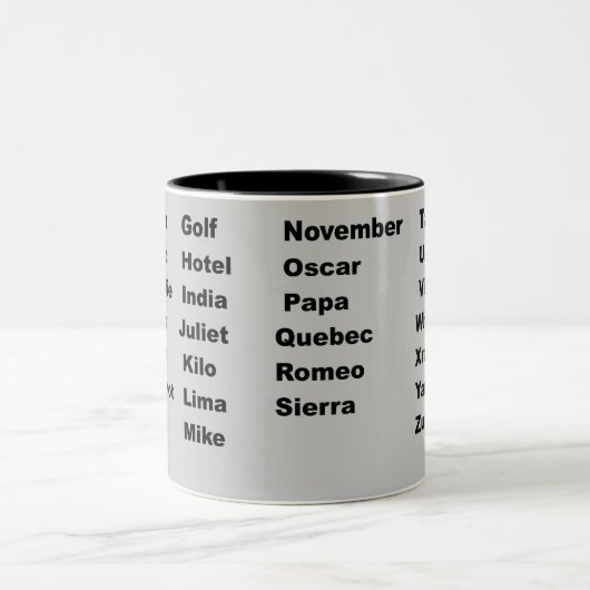 アルファベットの音声航空 ツートーンマグカップ (中央)