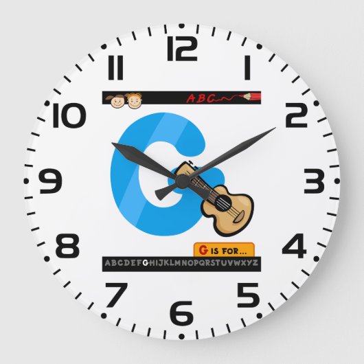 アルファベットのGはギター ラージ壁時計 (正面)