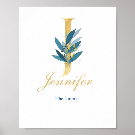 アルファベットのJ、赤ちゃんの女の子の壁飾り ポスター (正面)