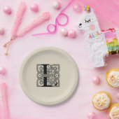 アルファベットのL アンティーク ケルトノット モノグラム ペーパープレート (パーティー)