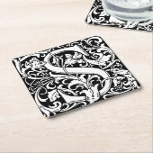 アルファベットのS 中世モノグラム アール・ヌーヴォー スクエアペーパーコースター (アングル)