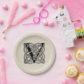 アルファベットのV アンティーク ケルトノット モノグラム ペーパープレート (パーティー)