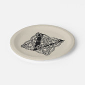 アルファベットのV アンティーク ケルトノット モノグラム ペーパープレート (アングル)