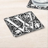 アルファベットのW 中世のモノグラム アール・ヌーヴォー スクエアペーパーコースター (アングル)