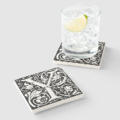 アルファベットのY 中世のモノグラム アール・ヌーヴォー ストーンコースター (横)