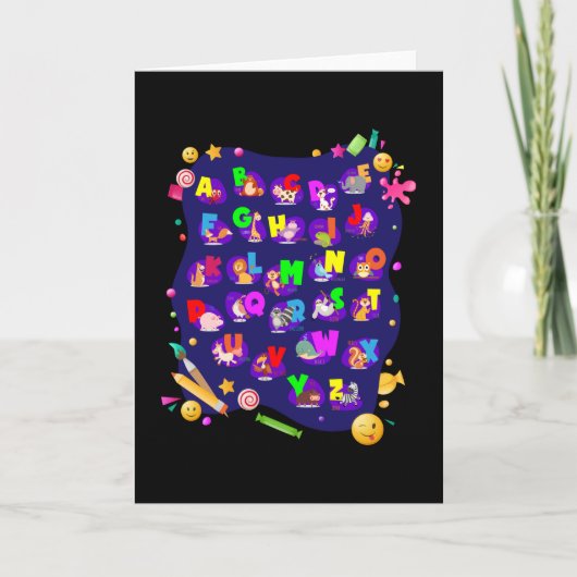 アルファベットアニマルスクールが女の子の男の子を開始 カード (正面)