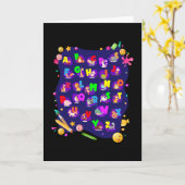 アルファベットアニマルスクールが女の子の男の子を開始 カード (黄色い花)