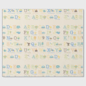 アルファベットアニマルズボーイズ誕生日かわいい文字 ラッピングペーパー (フラット)