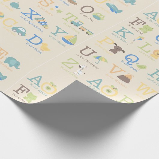 アルファベットアニマルズボーイズ誕生日かわいい文字 ラッピングペーパー (角)