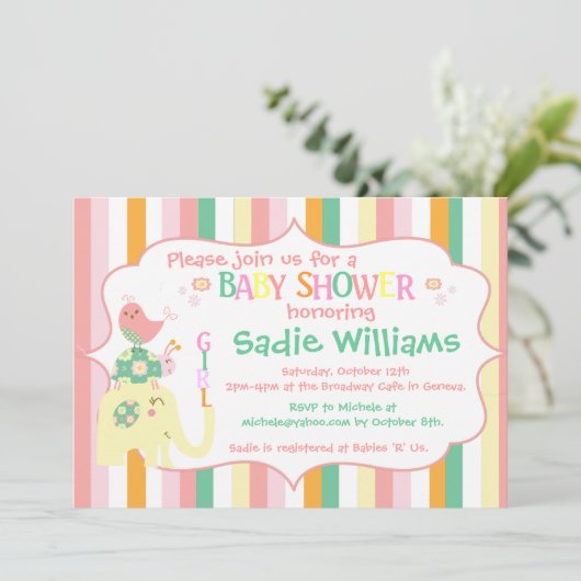 アルファベットアニマルベビーシャワー招待状 招待状 (スタンド正面)