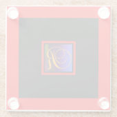 アルファベットイニシャルRモノグラム ガラスコースター (裏面)