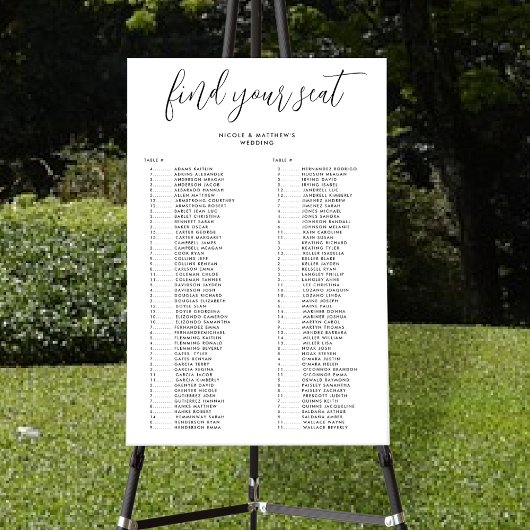 アルファベットエレガント順の結婚座席表 ポスター