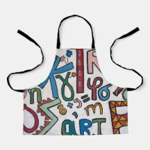 アルファベットカラフルオールオーバープリントエプロン