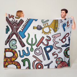 アルファベットカラフルフリースブランケット フリースブランケット