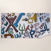 アルファベットカラフル ビーチタオル (正面)