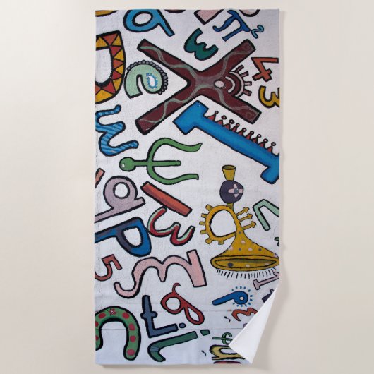 アルファベットカラフル ビーチタオル (正面)