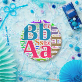 アルファベットカラフル ペーパープレート (パーティー)