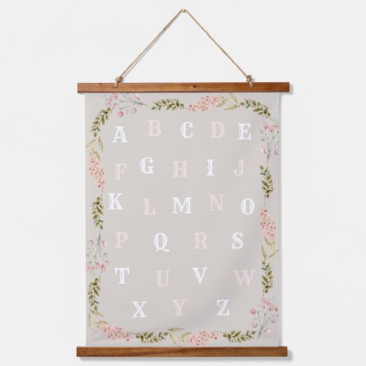 アルファベットガールズライトピンクフローラ 吊り下げ型タペストリー (正面)