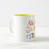 アルファベットキッズカッコいいタイポグラフィ ツートーンマグカップ (正面左)