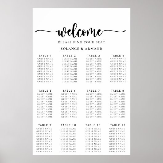 アルファベットクラシック結婚の座席表 ポスター (正面)