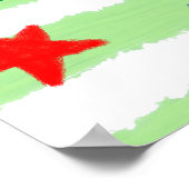 アルファベットグリーンホワイトウォーターストライプカラー ポスター (角)