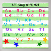 アルファベットグリーンホワイトウォーターストライプカラー ポスター (正面)