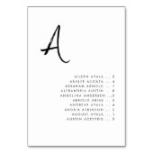 アルファベットコンテンポラリー順の座席表カード テーブルナンバー (正面)