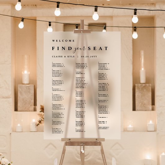 アルファベットシーティングチャート曇りアクリル記号 アクリルサイン