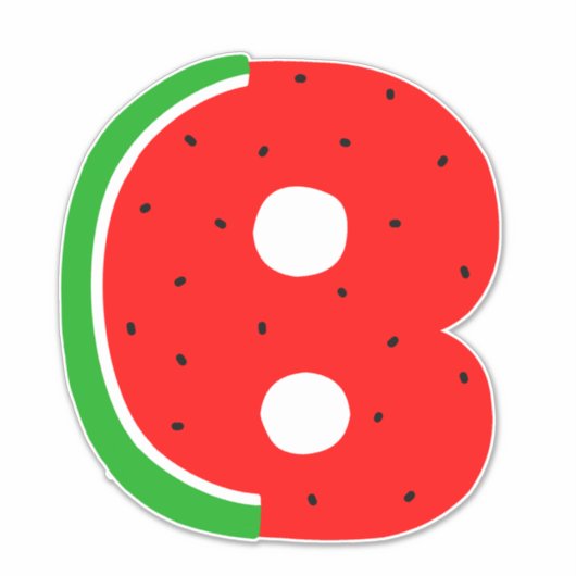 アルファベットシール，文字Bシール，スイカ シール (正面)