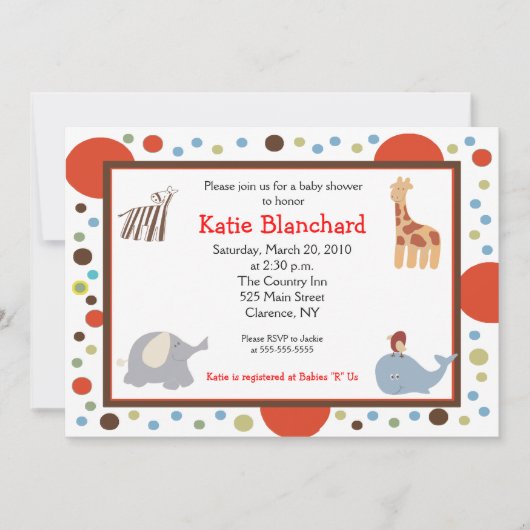 アルファベットスープドット5x7ベビーシャワー招待状 招待状 (正面)