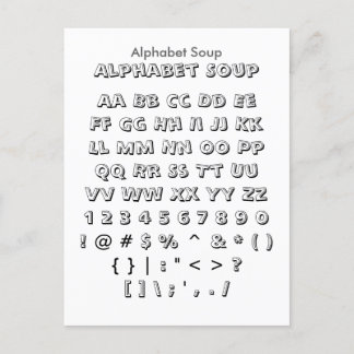 アルファベットスープ – ザズルフォントサンプラーシート ポストカード