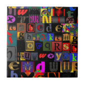 アルファベットスープ，モザイク文字デザイン,おもしろいカラフ タイル (正面)