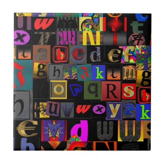 アルファベットスープ,モザイク文字デザイン,おもしろいカラフ タイル (正面)