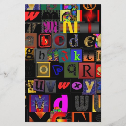 アルファベットスープ,モザイク文字デザイン,おもしろいカラフ 便箋 (正面)