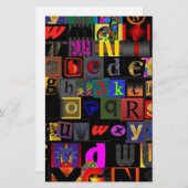 アルファベットスープ,モザイク文字デザイン,おもしろいカラフ 便箋 (正面/裏面)