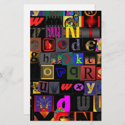 アルファベットスープ,モザイク文字デザイン,おもしろいカラフ 便箋 (正面/裏面)