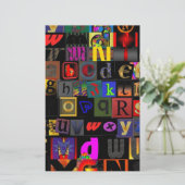 アルファベットスープ,モザイク文字デザイン,おもしろいカラフ 便箋 (スタンド正面)