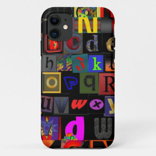 アルファベットスープ,モザイク文字デザイン,おもしろいカラフ iPhone 11 ケース