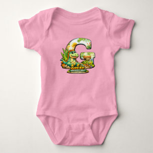 🦕💖 アルファベットディノ「G」ベビージャージー ロンパース 👶✨