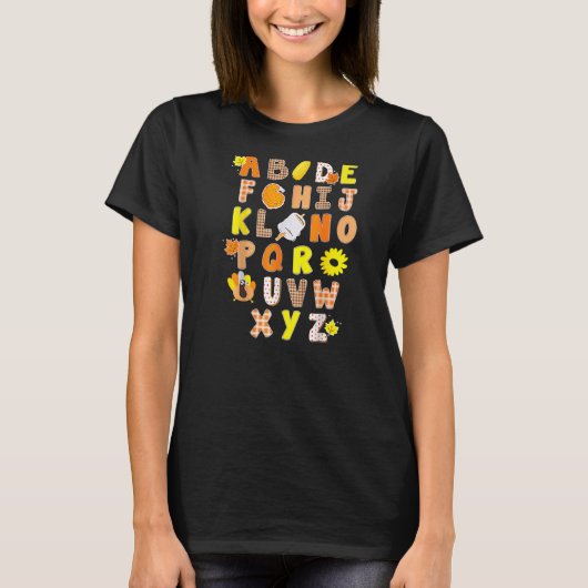 アルファベットトルコ感謝祭コスチューム幼稚園 Tシャツ (正面)
