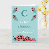 アルファベットネーム新生児かわいいラディバーズグリーン カード (黄色い花)