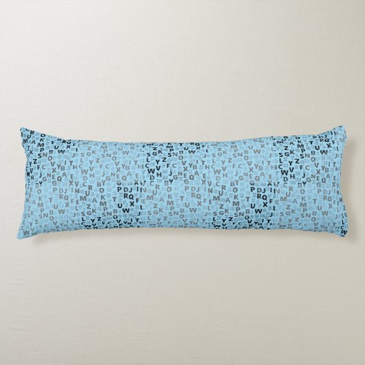 アルファベットパターン01 BW.w青BG ボディピロー (正面)