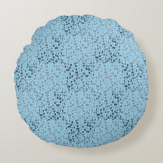 アルファベットパターン01 BW.w青BG ラウンドクッション (正面)