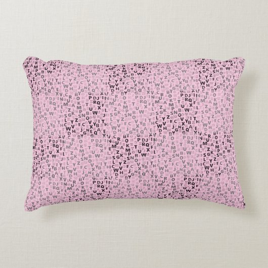 アルファベットパターン01 BW.w LPink BG アクセントクッション (正面)