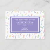 アルファベットパターン – 代替先生/家庭教師 名刺 (正面)