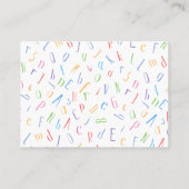 アルファベットパターン – 代替先生/家庭教師 名刺 (裏面)